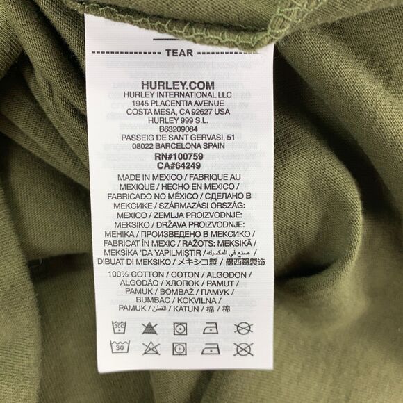 Hurley Mens Everyday Four Corners Floral Short Sleeve T-Shirt Olive Green XL - Picture 4 of 4